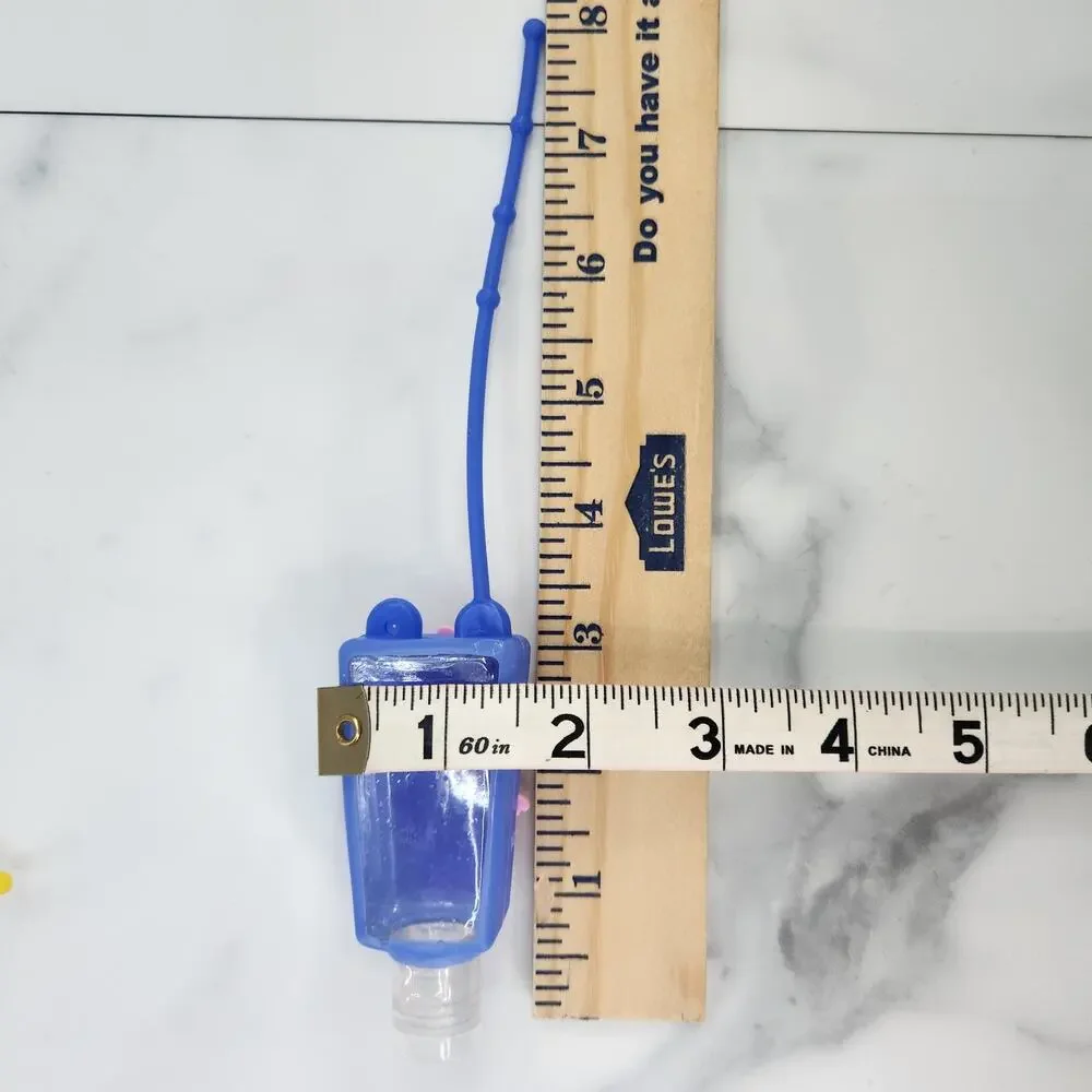 2 EMPTY Kids Refillable Containers Blue & Pink Doll Character Holder with Strap